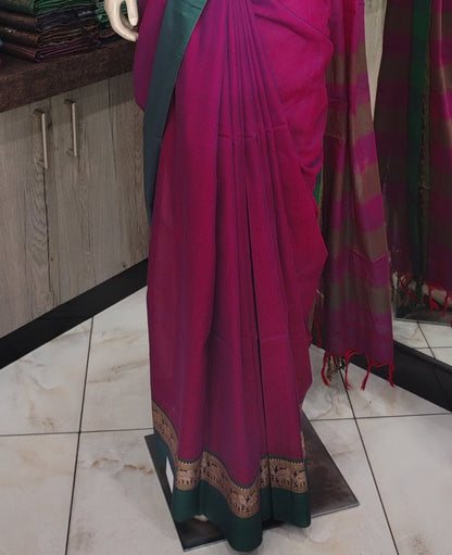 JL26A007 Purple Pure Handloom Narayanpet Cotton Saree