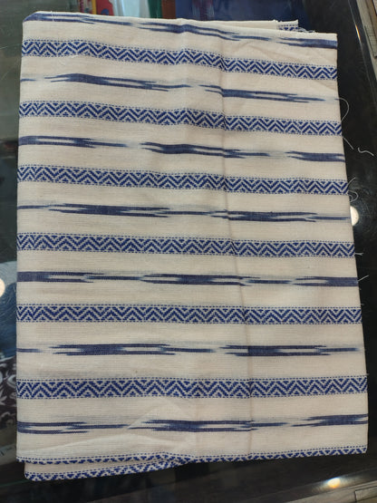 AU26A044 Orange Blue Handloom Pochampally Ikkat Mercerized Cotton Saree