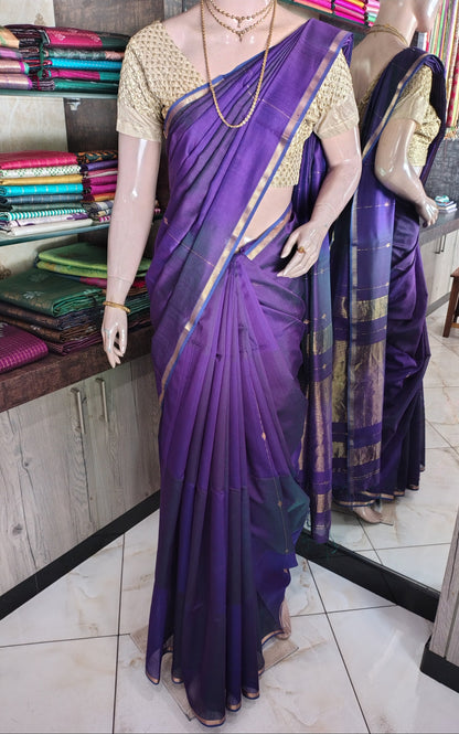 JL26A133 Purple Pure Handloom Maheshwari Silk Saree