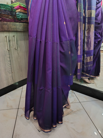JL26A133 Purple Pure Handloom Maheshwari Silk Saree