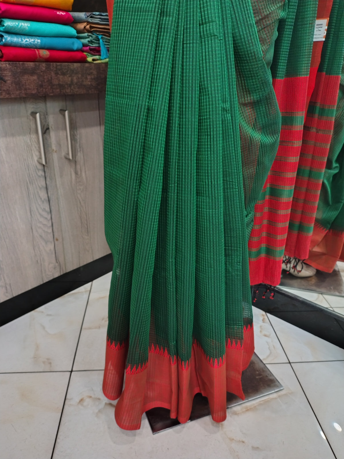 OT26A040 Green Pure Handloom Mangalgiri Cotton Saree