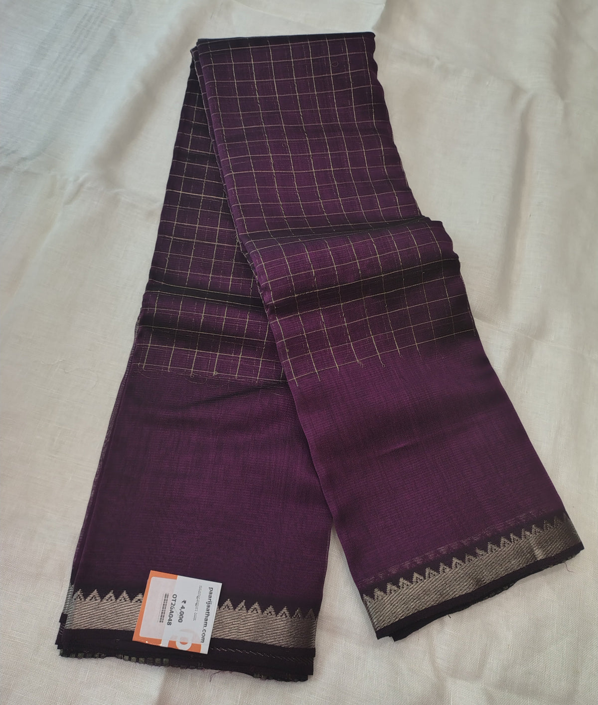 OT26A048 Purple Pure Handloom Mangalgiri Silk Saree