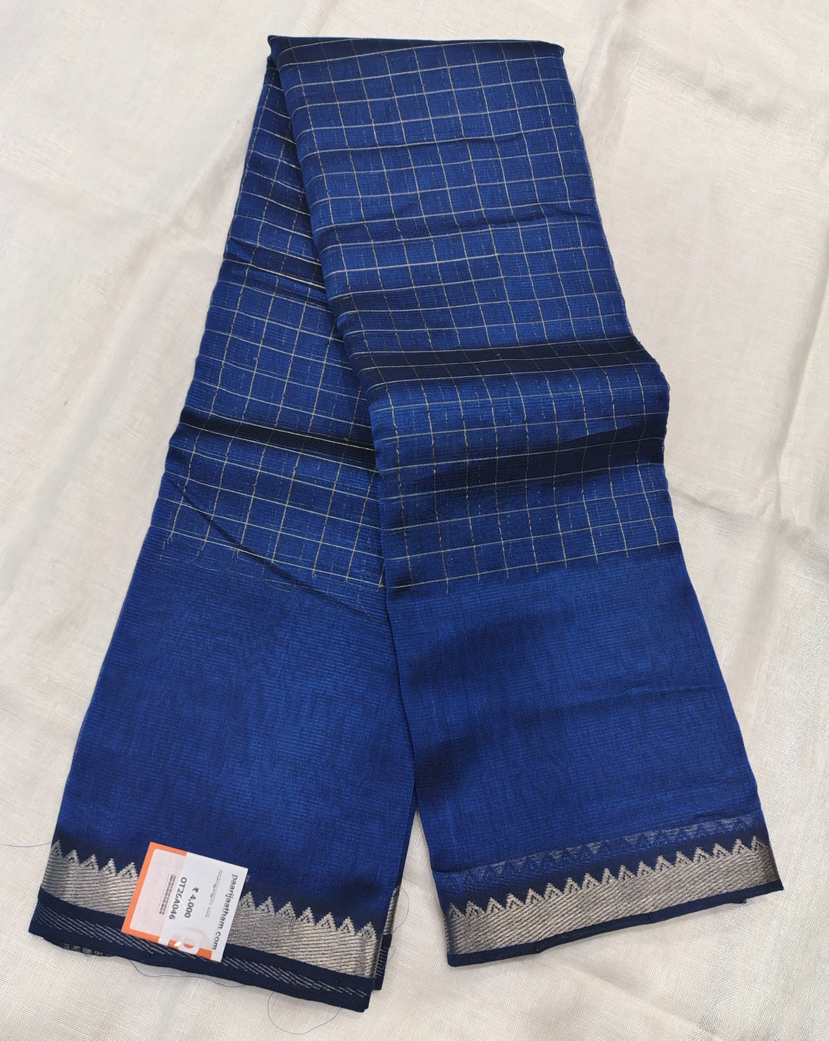 OT26A046  Royal Blue Pure Handloom Mangalgiri Silk Saree