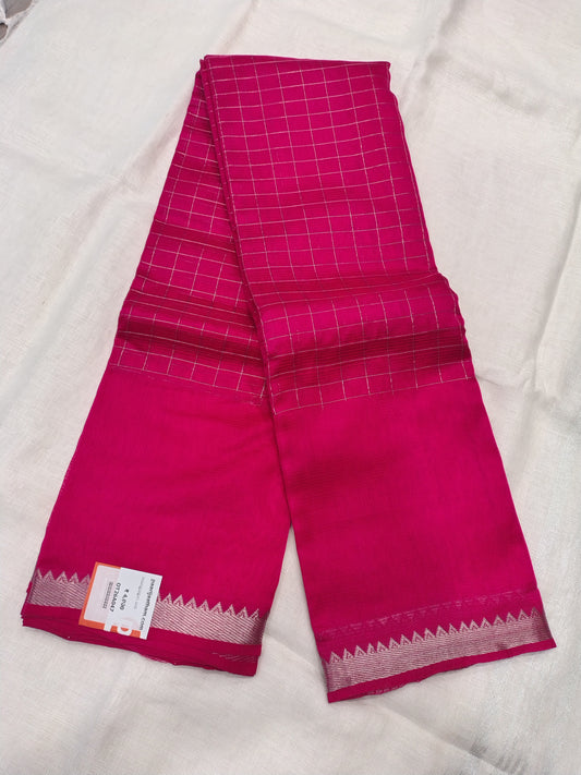 OT26A047 Pink Pure Handloom Mangalgiri Silk Saree