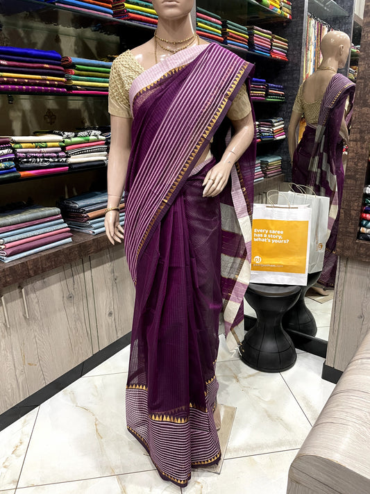 NV24A020 Purple Pink Pure Handloom Mangalgiri Cotton Saree