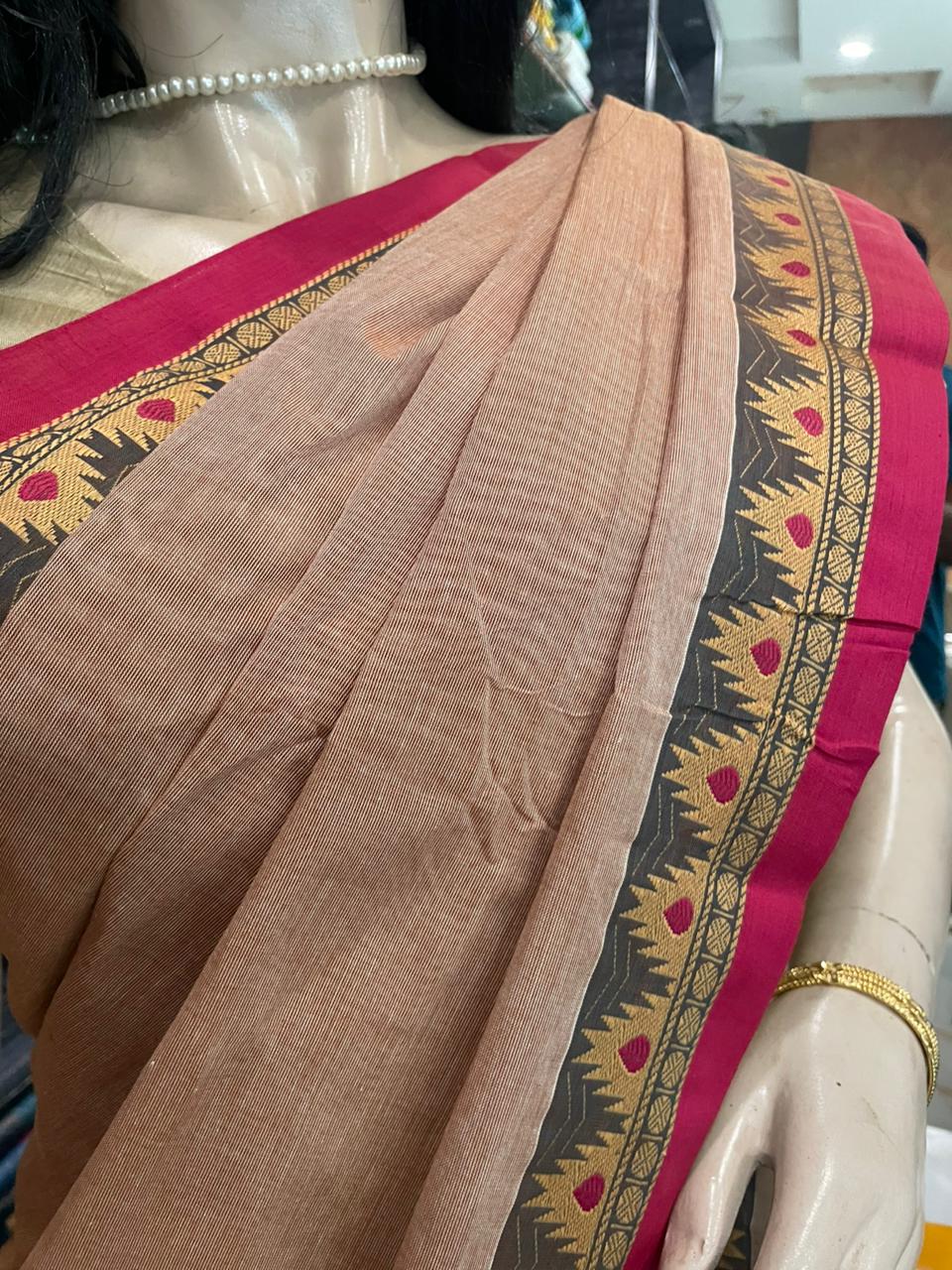 NV25A014 Cream Pure Handloom Kanchi Cotton Saree