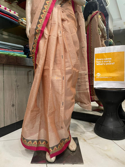 NV25A014 Cream Pure Handloom Kanchi Cotton Saree