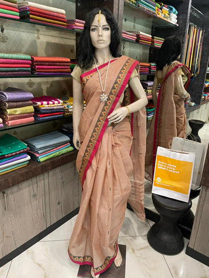 NV25A014 Cream Pure Handloom Kanchi Cotton Saree