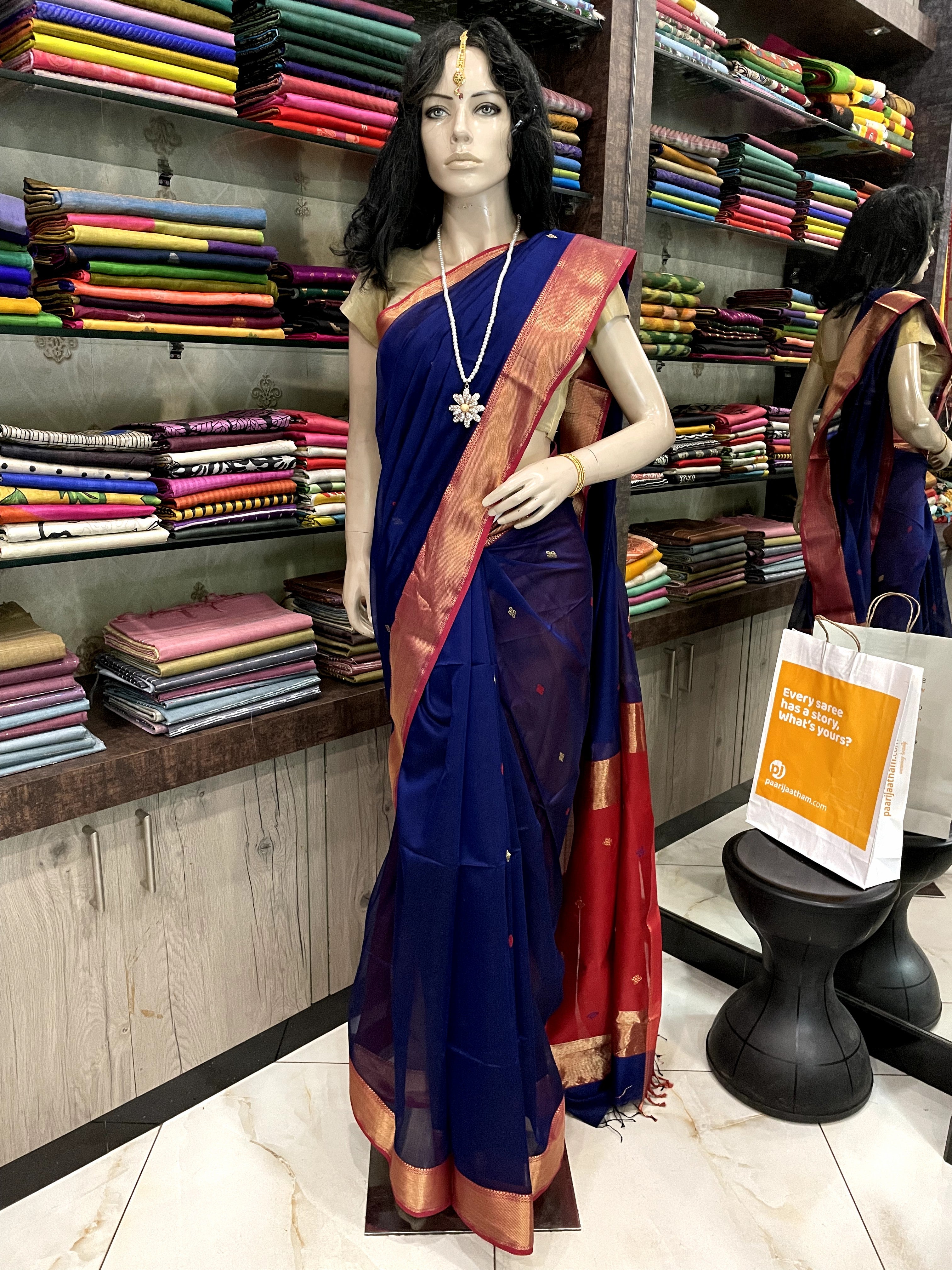 Pure Handloom Maheshwari silk saree Indian hot women traditional wear