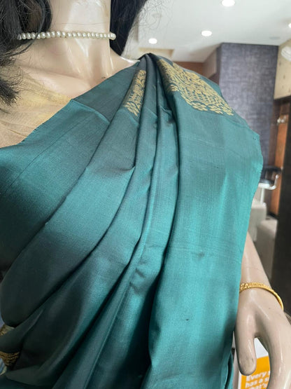OT25A080 Teal Pure Handloom Soft Silk Saree