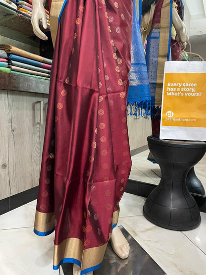 OT25A083 Maroon Pure Handloom Soft Silk Saree