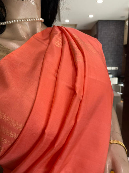 OT25A085 Orange Pure Handloom Soft Silk Saree