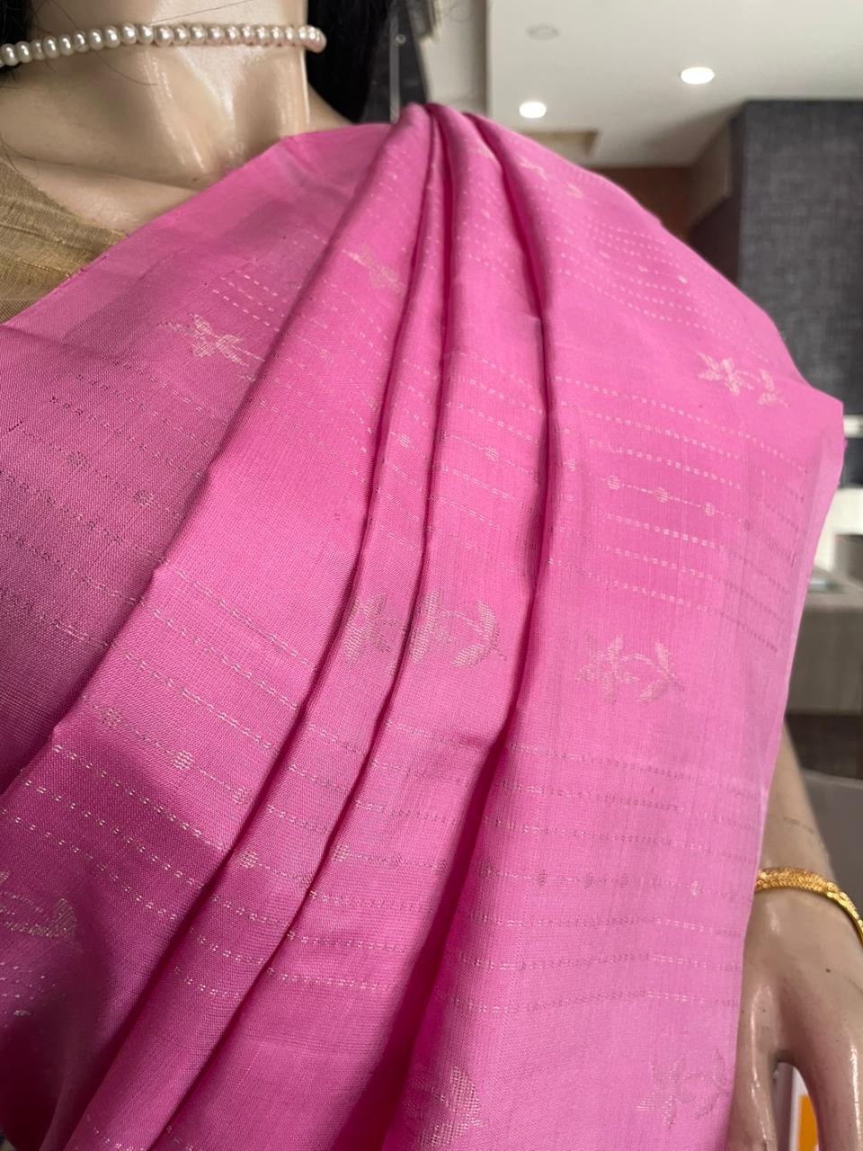 OT25A092 Pink Pure Handloom Soft Silk Saree