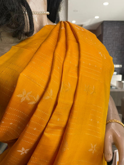 OT25A094 Mustard Yellow Pure Handloom Soft Silk Saree