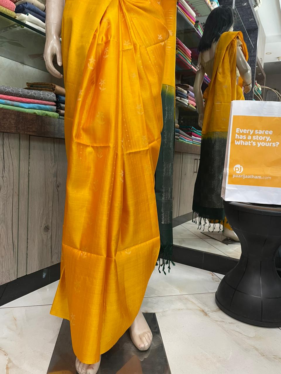 OT25A094 Mustard Yellow Pure Handloom Soft Silk Saree