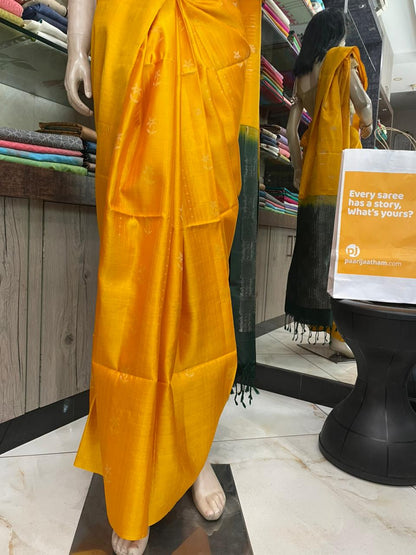 OT25A094 Mustard Yellow Pure Handloom Soft Silk Saree
