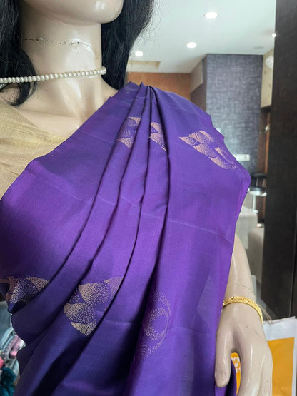 OT25A097 Purple Pure Handloom Soft Silk Saree
