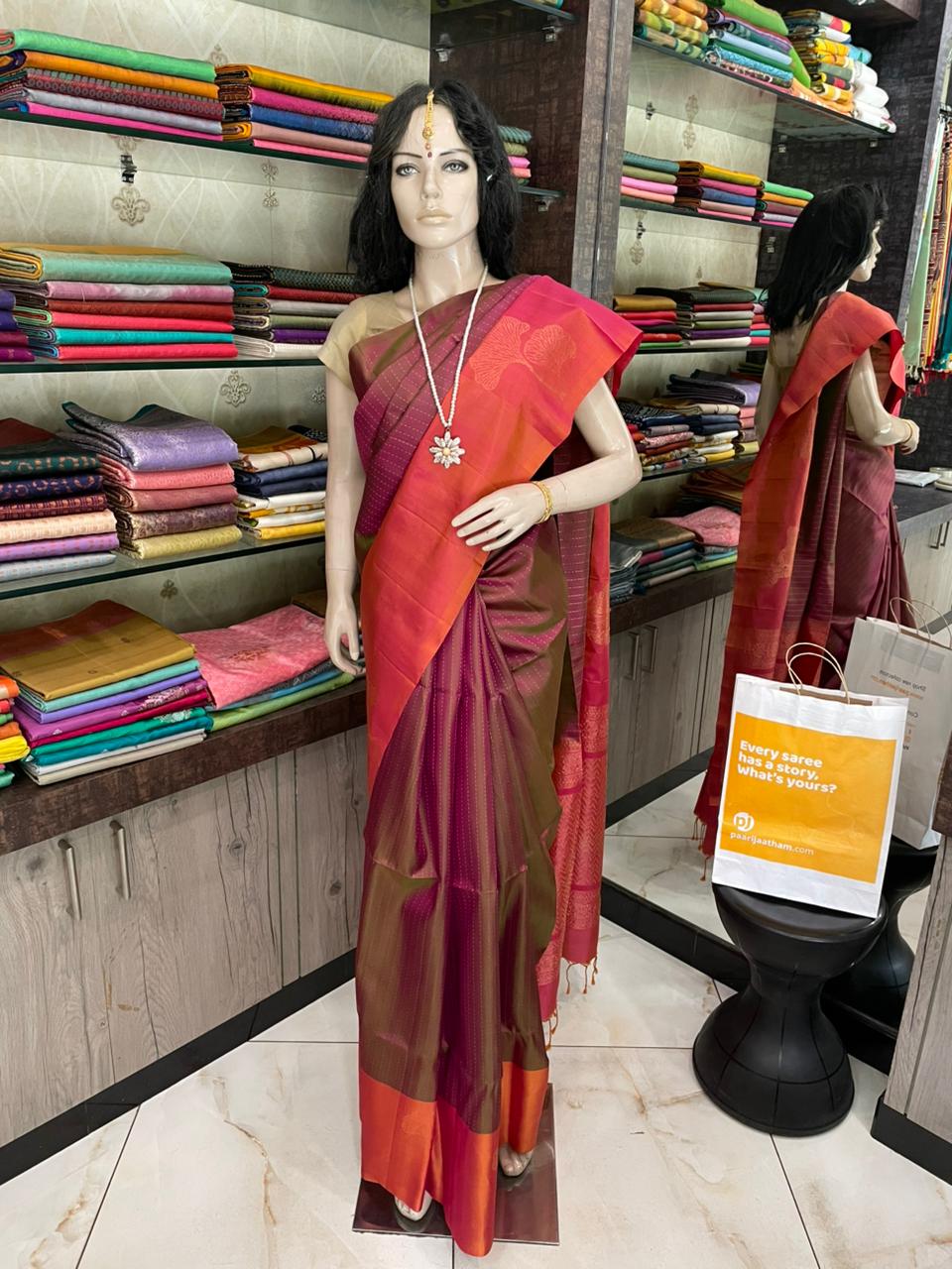 OT25A103 Brown Pure Handloom Soft Silk Saree