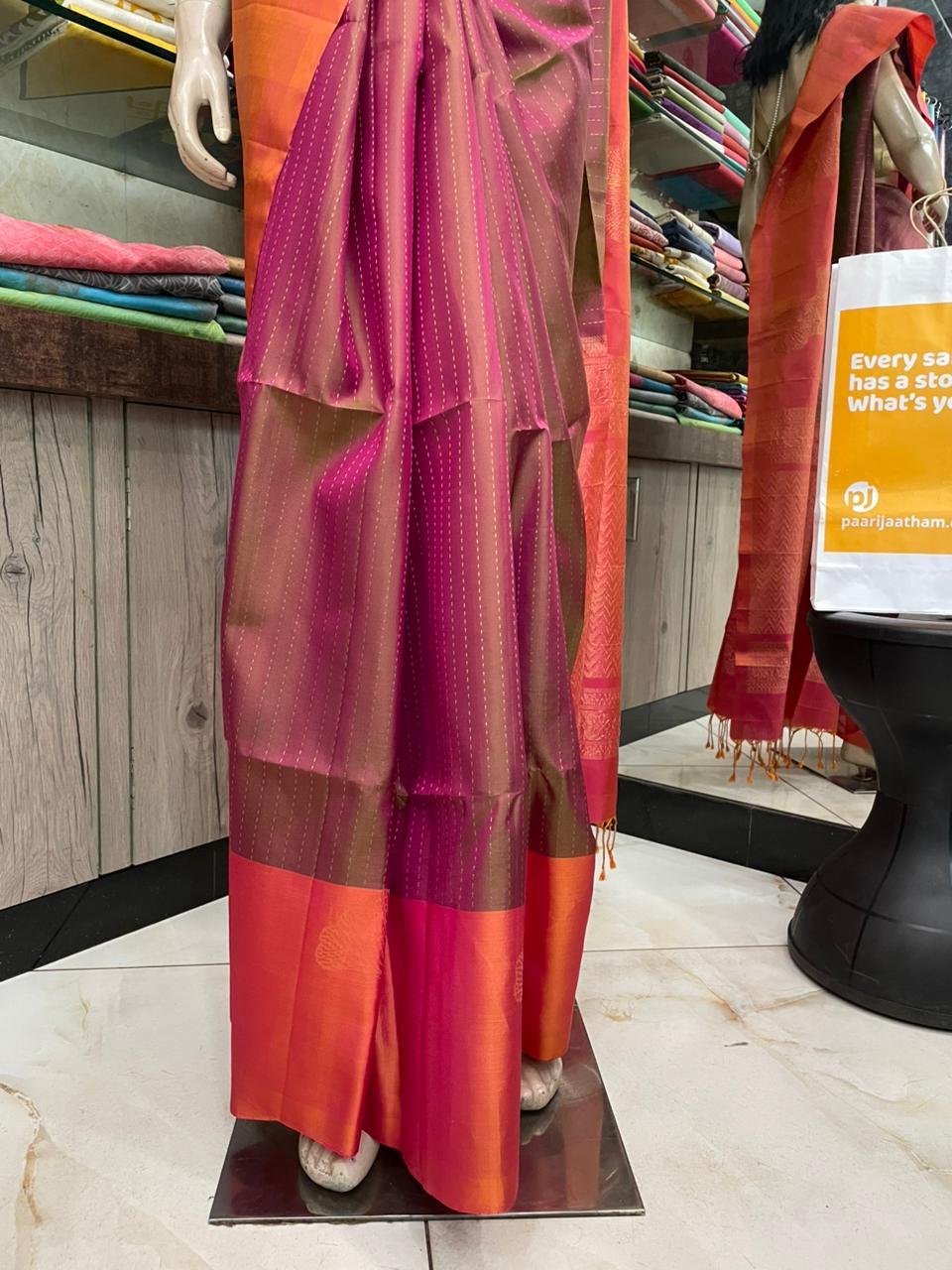 OT25A103 Brown Pure Handloom Soft Silk Saree
