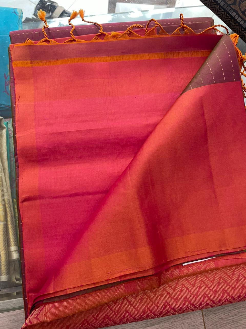OT25A103 Brown Pure Handloom Soft Silk Saree