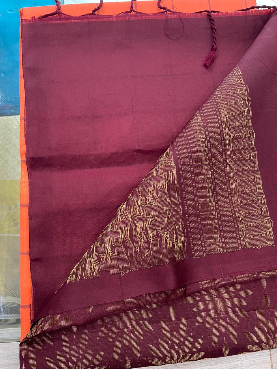 OT25A104 Rust Orange Pure Handloom Soft Silk Saree