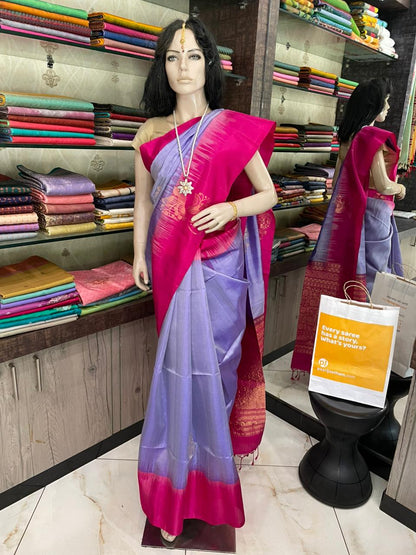 OT25A106 Lite Blue Pure Handloom Soft Silk Saree