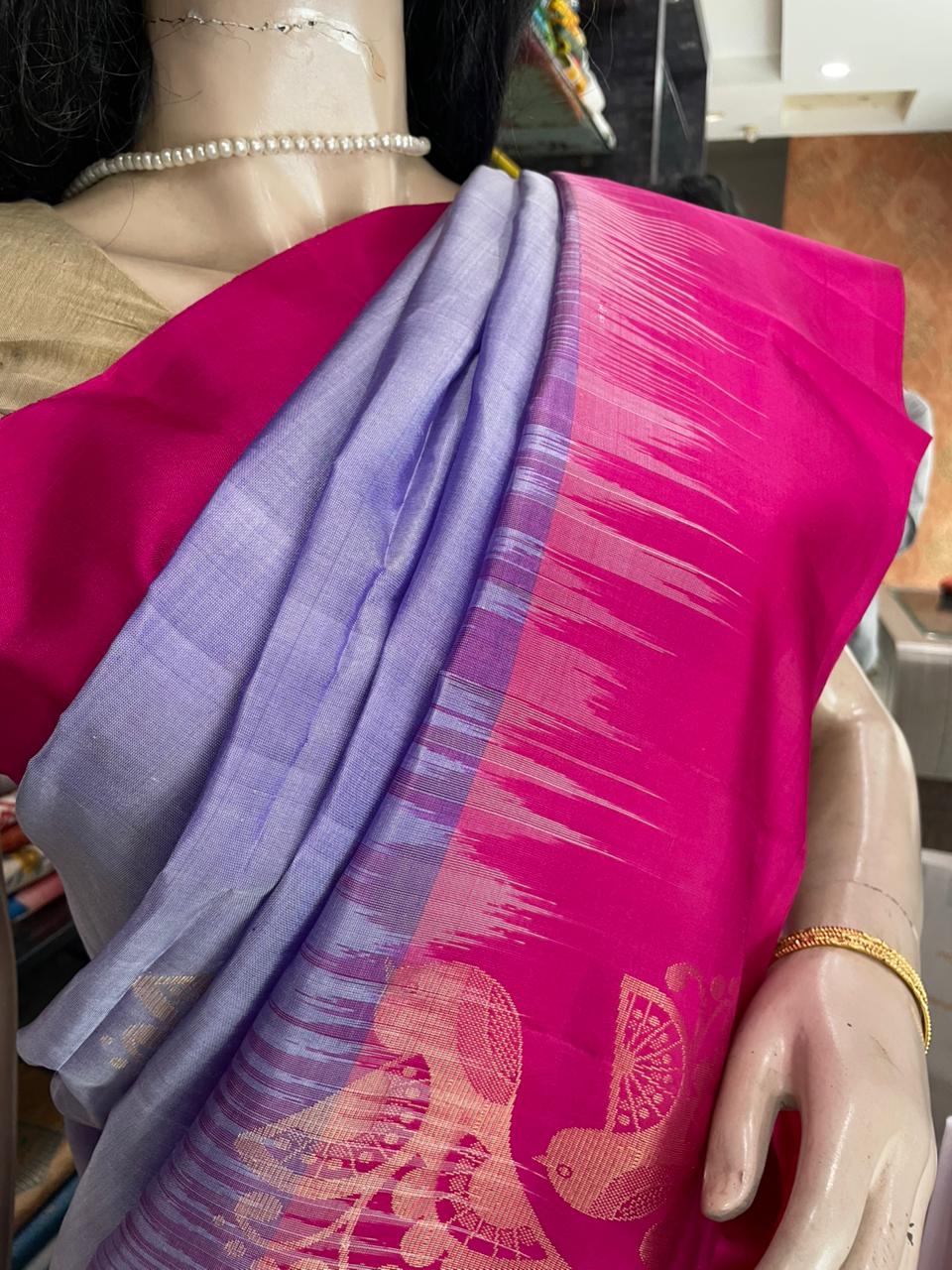 OT25A106 Lite Blue Pure Handloom Soft Silk Saree