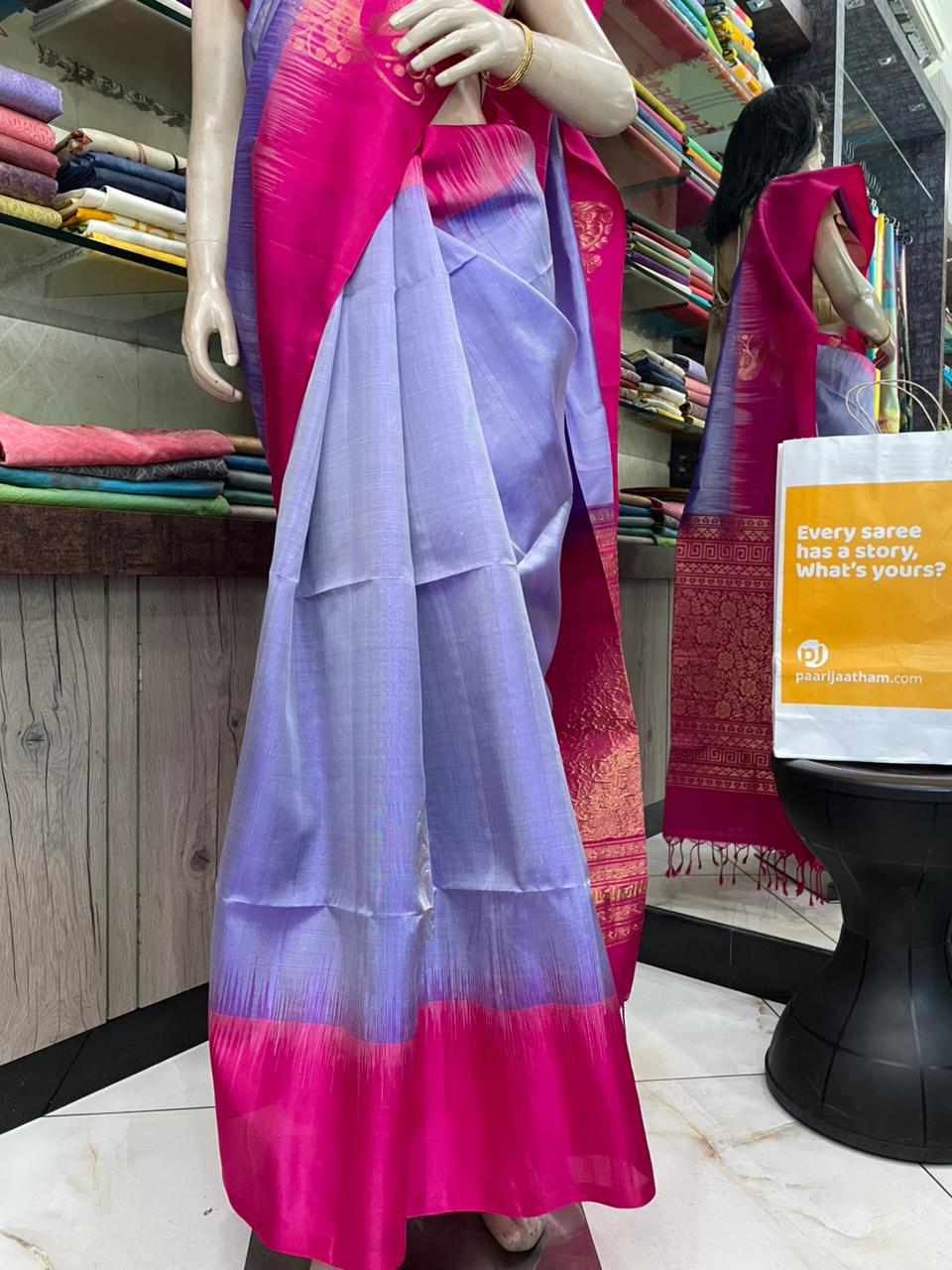 OT25A106 Lite Blue Pure Handloom Soft Silk Saree