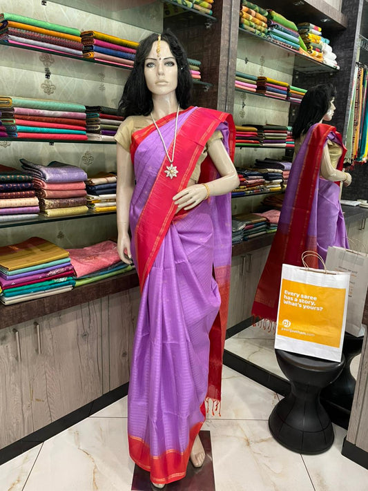 OT25A108 Lavender Pure Handloom Soft Silk Saree