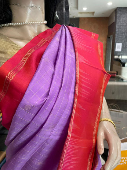 OT25A108 Lavender Pure Handloom Soft Silk Saree