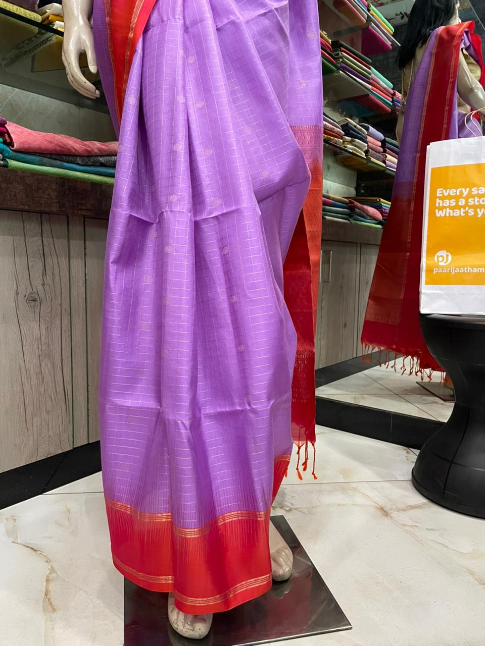 OT25A108 Lavender Pure Handloom Soft Silk Saree