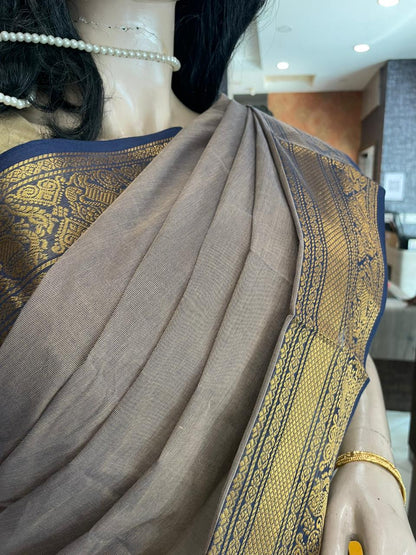 OT25A201 Brownish Gray  Pure Handloom Kanchi Cotton Saree