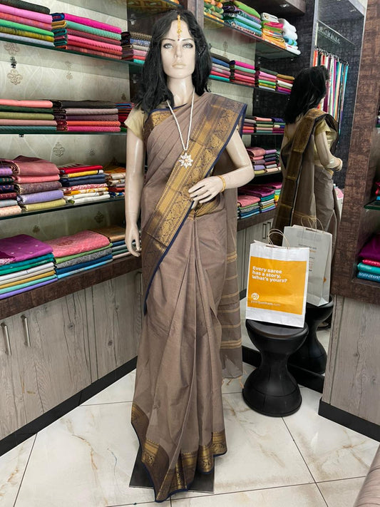 OT25A201 Brownish Gray  Pure Handloom Kanchi Cotton Saree