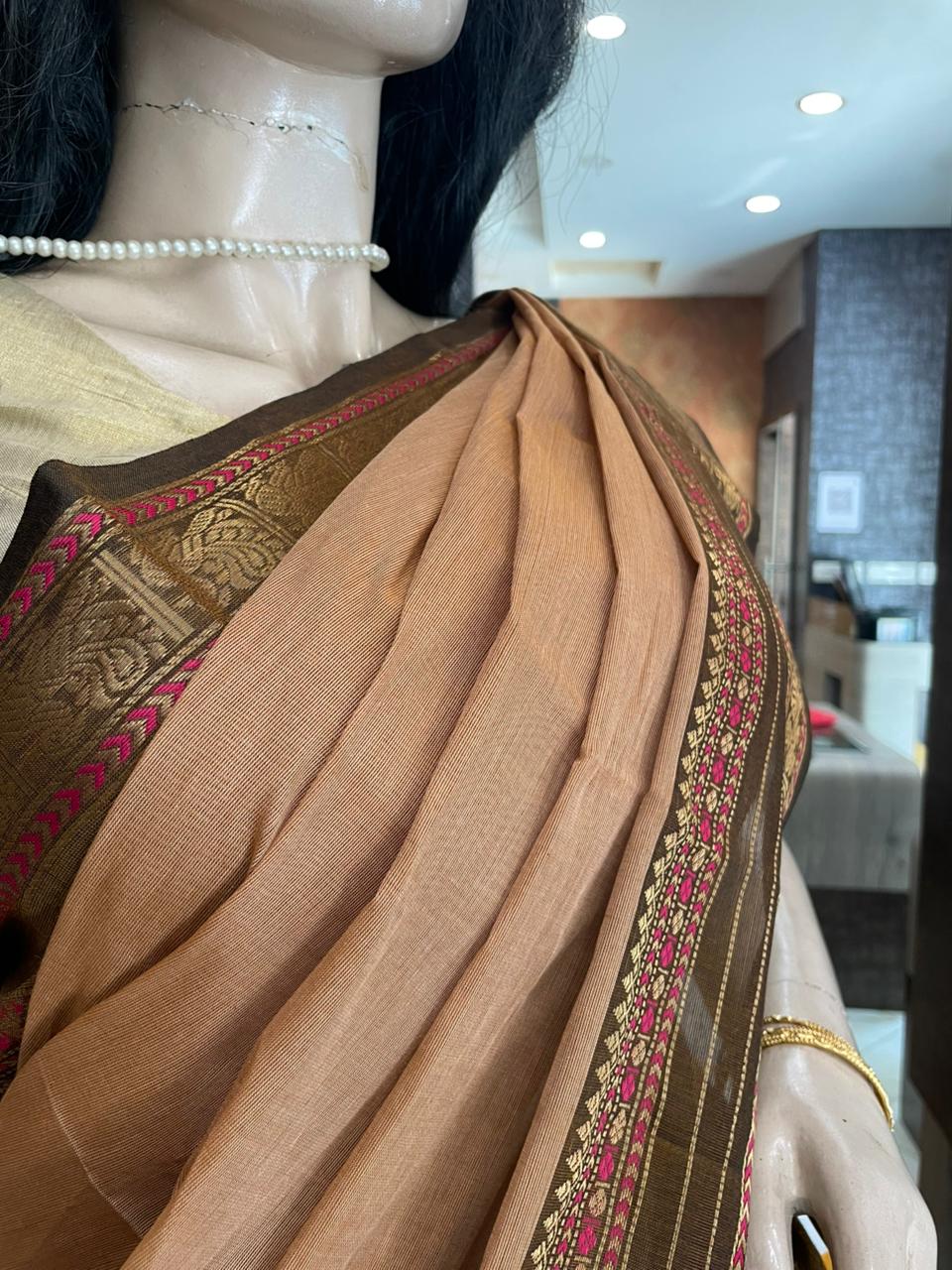 OT25A202 Beige Pure Handloom Kanchi Cotton Saree