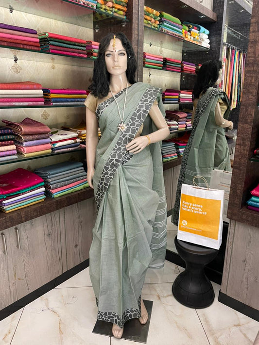 OT25A205 Light Green Pure Handloom Chettinad Cotton Saree