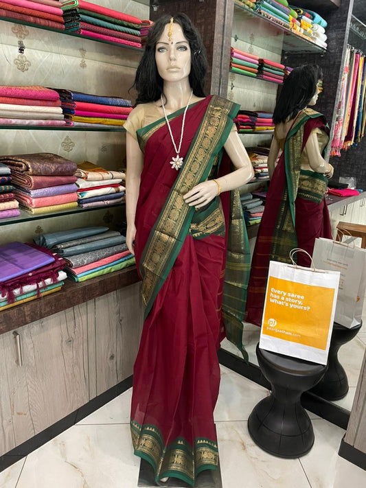 OT25A212 Maroon Pure Handloom Chettinad Cotton Saree