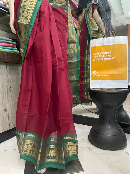 OT25A212 Maroon Pure Handloom Chettinad Cotton Saree