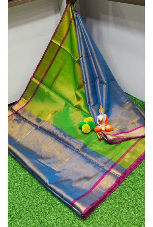 PJJL24A045 Green Blue Pure Handloom Uppada Silk Saree