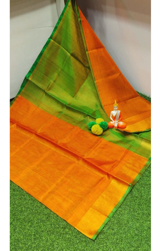 PJJL24A049 Green Orange Pure Handloom Uppada Silk Saree