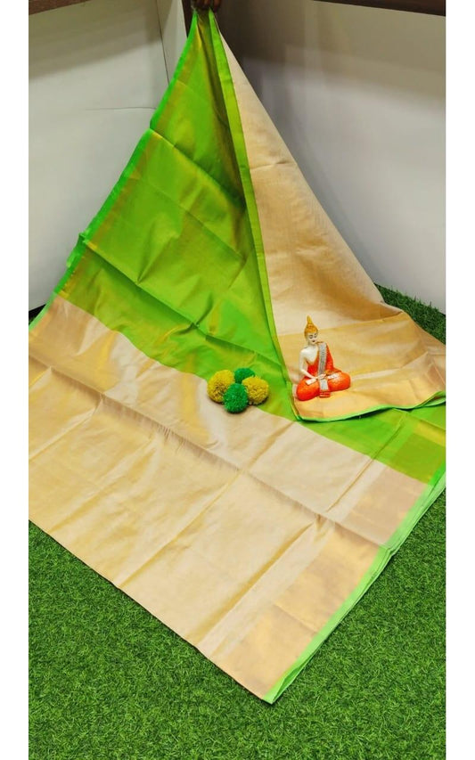 PJJL24A051 Green Cream Pure Handloom Uppada Silk Saree