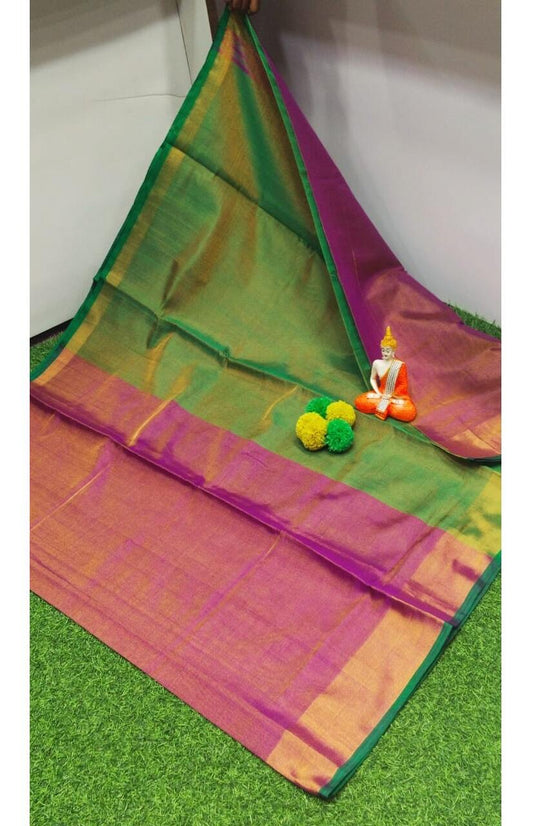 PJJL24A052 Green Rose Pure Handloom Uppada Silk Saree