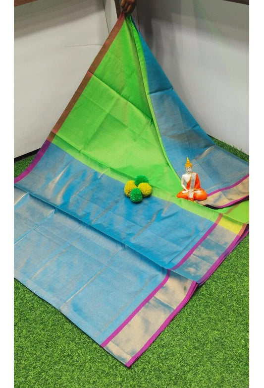 PJJL24A057 Green Blue Pure Handloom Uppada Silk Saree
