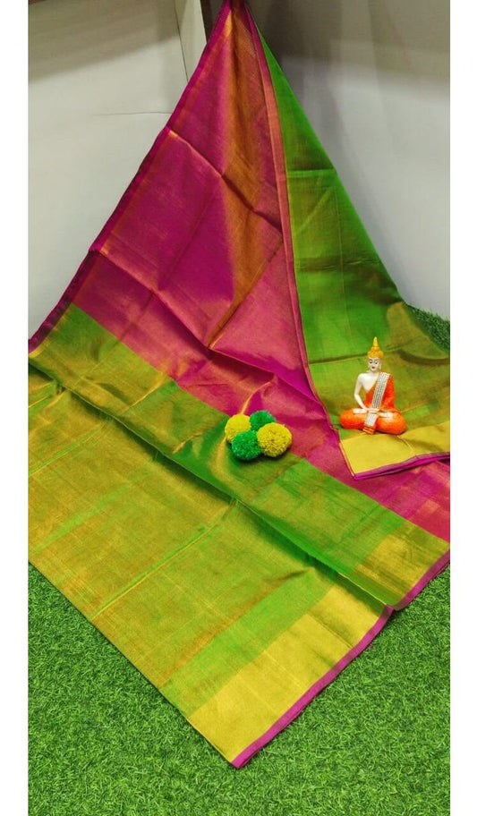 PJJL24A072 Rose Green Pure Handloom Uppada Silk Saree