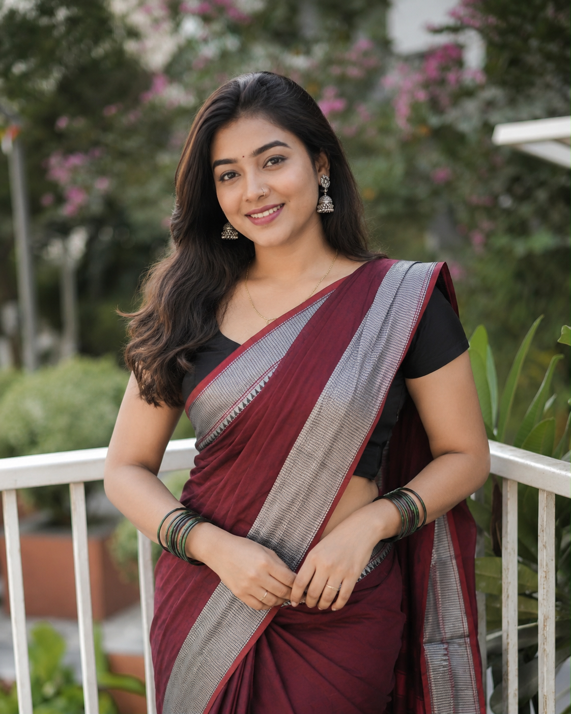 PJJL26A003 Maroon Pure Handloom Narayanpet Cotton Saree