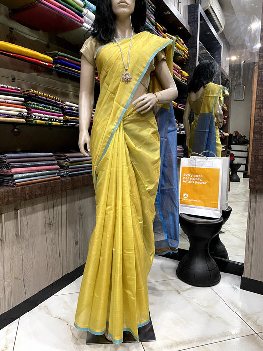 SP24A047 Yellow Blue Pure Handloom Uppada Silk Saree