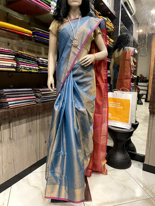 SP24A054 Blue Rose Pure Handloom Uppada Silk Saree