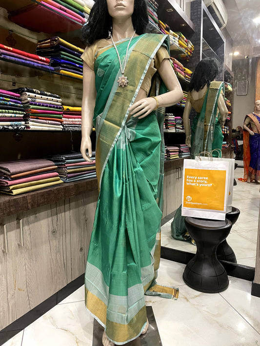 SP24A060 Green Gold Pure Handloom Uppada Silk Saree