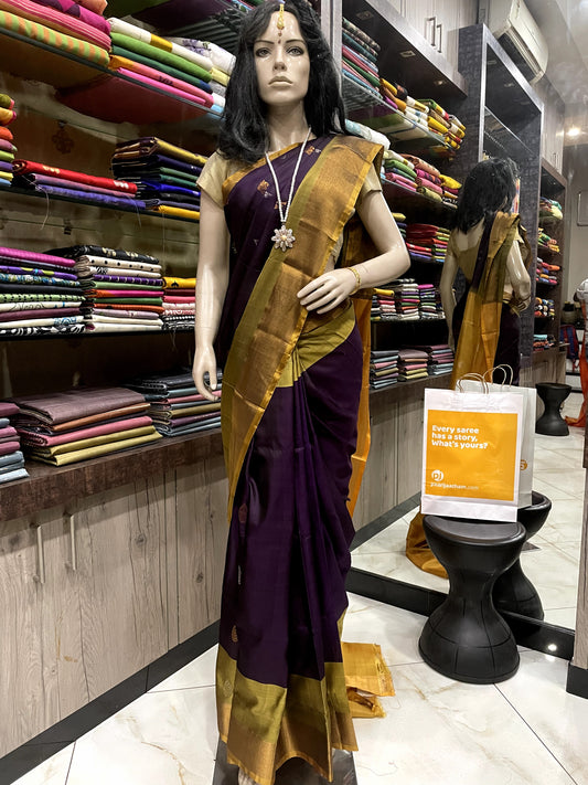 SP24A061 Purple Gold Pure Handloom Uppada Silk Saree