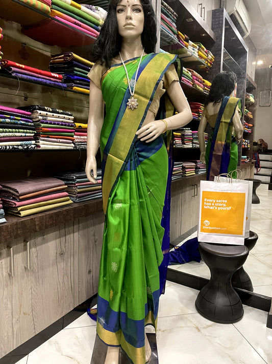 SP24A063 Green Blue Pure Handloom Uppada Silk Saree