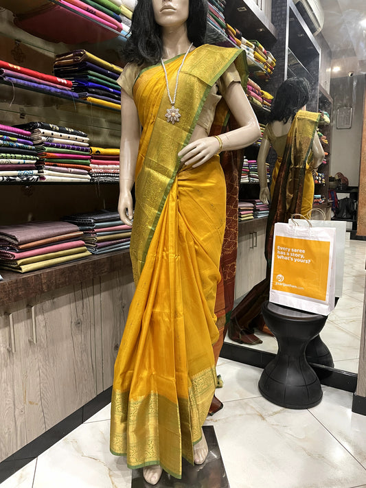 SP24A066 Yellow Green Pure Handloom Uppada Silk Saree